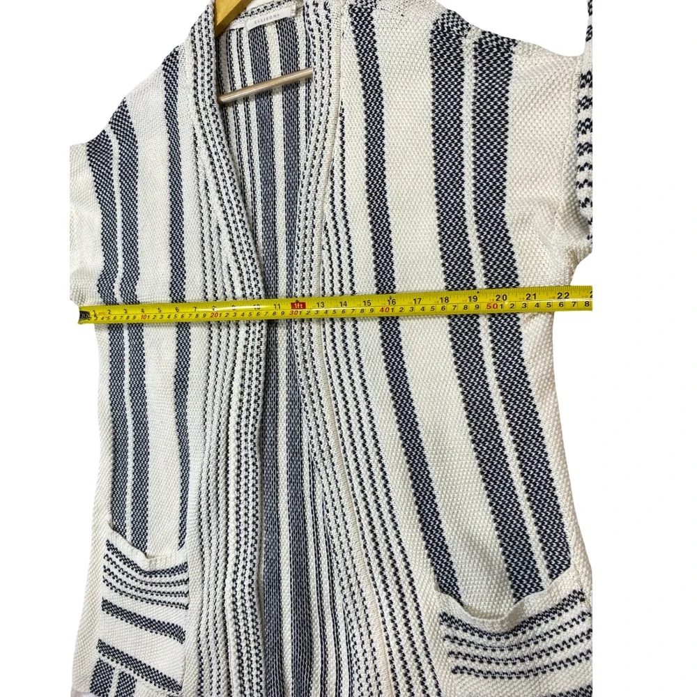 Ellison Womens Striped Open Front Cardigan Sweater Textured Knit‎ L Boho Coastal
